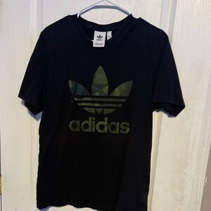 adidas Black Tee with Green Logo